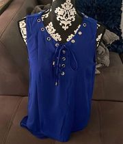 CARMEN MARC VALVO Royal Blue Tank Blouse Size Medium