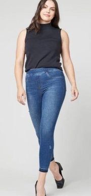 Spanx Distressed Ankle Pull-On Skinny Jeans in Medium Wash - Size M