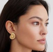 House of Harlow 1960 Gold SeaShell Stud Earrings