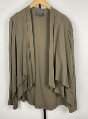 ASTR the Label Green Brown Silk Open Fly Away Double Layer Hem Cardigan Size S