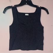 Brandy Melville John Galt One Size Black Shimmer Square Neck Crop Tank Top