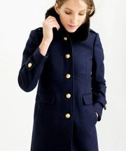 NWOT. JCrew Wool coat with faux-fur collar