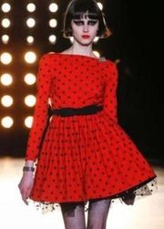 NWOT Saint Laurent red polka dot dress