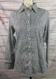 Lands End No Iron Pinpoint Oxford Shirt Womens 6 Floral Collared Long Sleeves