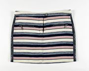 Rebecca Minkoff Cotton Blend Texture Stripe Print Studded Embellished Mini Skirt