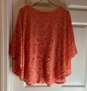 New EST. 1946 Women's LG Short Sleeve Lace Knit Poncho Built In Tank top