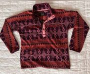 Burton Pink, Red & Purple Patterned Fleece Quarter Button Up Sweatshirt - L