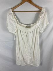 Abercrombie & Fitch Abercrombie Linen Blend Smocked Top White Dress Size Medium