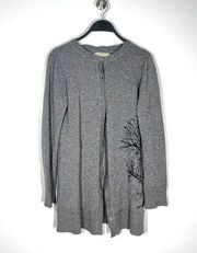 Johnny Was Sz M 4 Love And Liberty Gray Cashmere Cardigan Sweater Printed