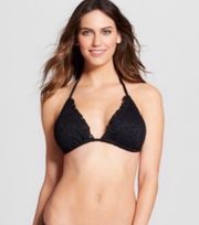 Mossimo Black Ruffle Edge Crochet Bikini Top