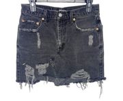 Furst of a kind distressed jean skirt black gray