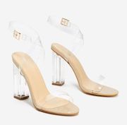 Clear Open Toe Block Heels