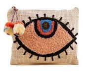 Embroidered Cotton Evil Eye Pouch