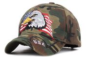 USA Bald Eagle w/ American Flag Camo, Dad Style Military Army Baseball Cap, Hat