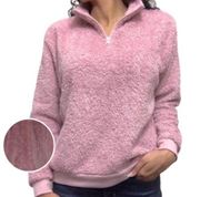 Moral‎ Fiber Sherpa sweater plus size 2XL Quarter pink Zip Pullover fuzz warm