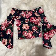 New Agaci Floral Bell Sleeve Blouse size m