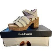 Hush Puppies Sandals POPPY Leather Ankle Strap Platform Sandals 7 M Vanilla NEW