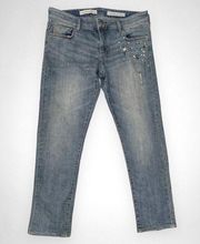 PILCRO Hyphen Bejeweled Mid Rise Straight Jeans 28