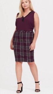 Torrid Purple Plaid Pencil Skirt Sz.2