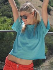 Comfy And Ready Crop Tee In Aqua Size Large 