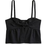 J.Crew Seersucker Tie-front Crop Top in Black, Size Medium