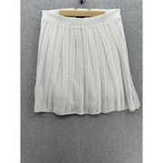 Express Women's Pull On Skirt Solid White Size XL Lined Pleated Circle Scalloped