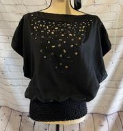 Rampage || Black bejeweled blouse