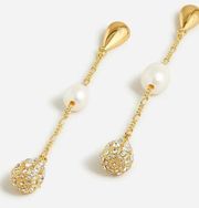 NWT J. Crew Pearl and Pavé Crystal Waterfall Earrings