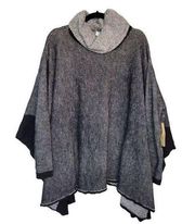 RD Style Womens Size M Black & White Cowl Neck Poncho With Sleeves NWT