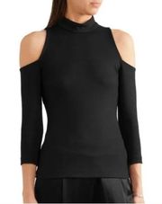 L'AGENCE Sasha Ponte Black Cold Shoulder Top