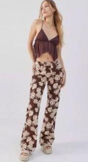 Urban Outfitters Brown Strawberry Print Denim High Rise 90s Bootcut Jeans