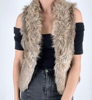 Express Open Front Brown Faux Fur Vest Size Small