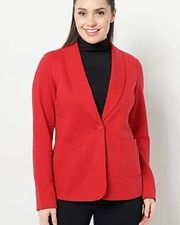 Susan Graver Weekend Washed French Terry Blazer in Cherry Red