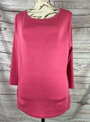 Talbots Tee Shirt Womens XLp Scoop Neck 3/4 Sleeves Pink 100% Pima Cotton