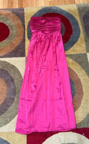 NWT  Emerson Ruched Strapless Midi Dress Satin Pink Small