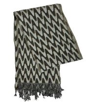 Chelsey by  Gray Brown Chevron Scarf With Fringe 12” x 52”