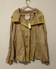 NEW Anthropologie Hei Hei Jacket Size Medium Beige Anorak Utility Removable Hood