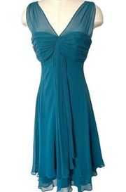 Donna Ricco teal green sleeveless lined dress