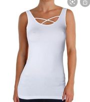 NWOT Aqua white criss cross tank