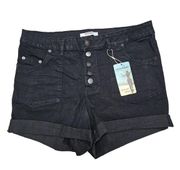 Highway Jeans Premium Denim Shorts Womens Size 14 Black Button Fly Stretchy NEW