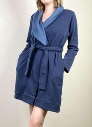 Ugg Blanche II Navy Blue Soft Lined Tie Waist Belted Robe With Pockets Size S