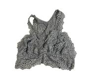 Altar'd State Intimately Lace Bralette Bra Gray Racer Back Women's Sz Small