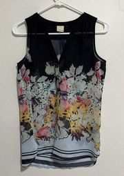 Ecru Floral Sheer Sleeveless Blouse Size XS