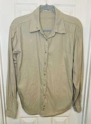 Women’s Lee 100 % Cotton Tan Long Sleeve Button Front Shirt Size Large