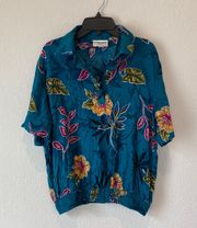 Vintage Alfred Dunner Tropical Print Hawaiian Blouse size 12P 