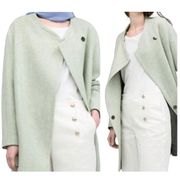 Wool Blend Double Breasted Snap Closure Coat Pastel Green Size Medium