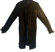 Pre Owned Women’s Apostrophe Button Down Belted Coat Rain Black 10P Petite Chic