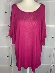 Bobeau Purple Pink Flutter Sleeve Blouse Size 1X