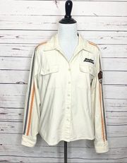 Harley Davidson Stripe Sleeve Button Up Shirt Shacket Women’s Size Large