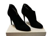 Jimmy Choo Bootie Black Mendez Suede Platform Closed Round Toe Ankle Heel Shoe